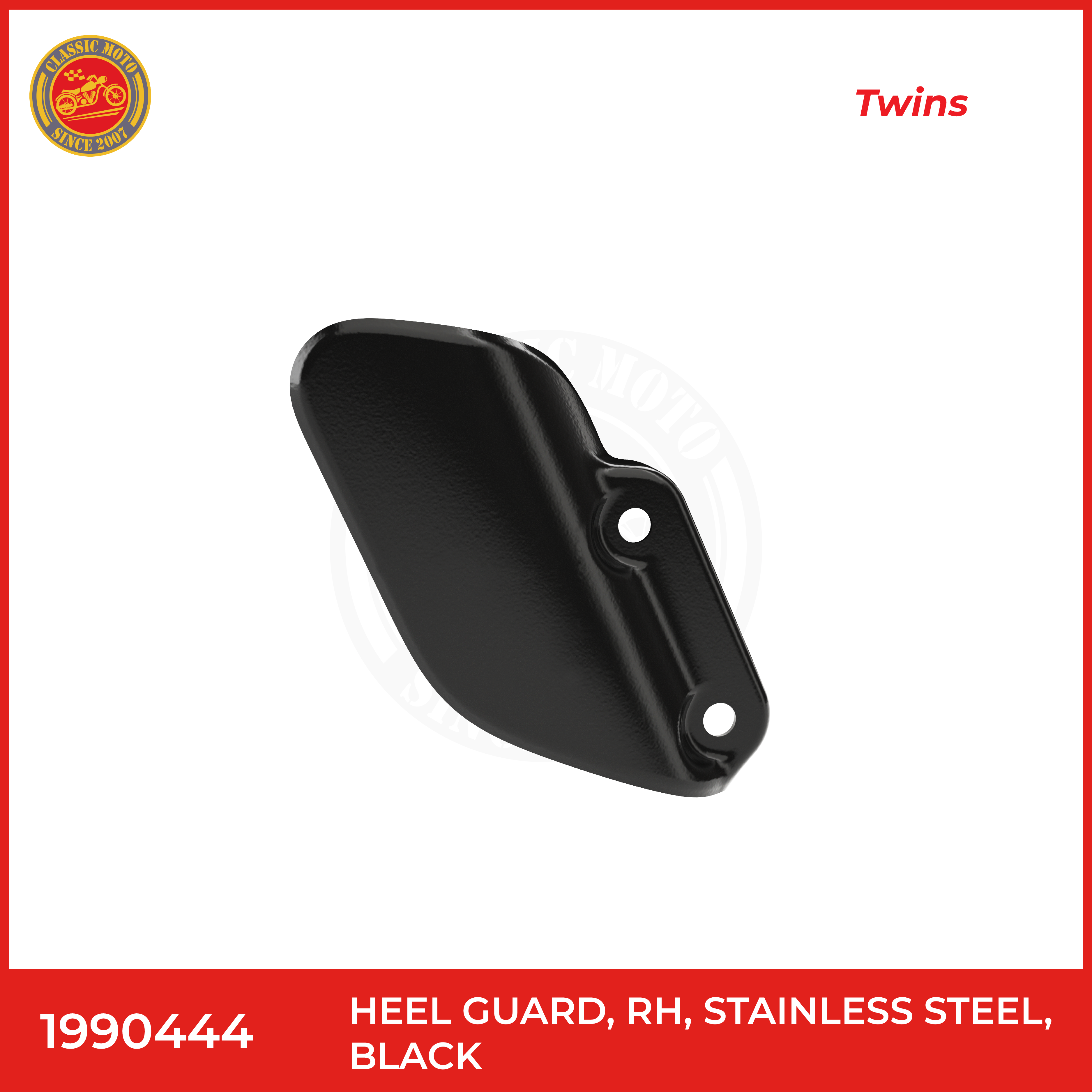 Heel guard,rh,stainless steel,black