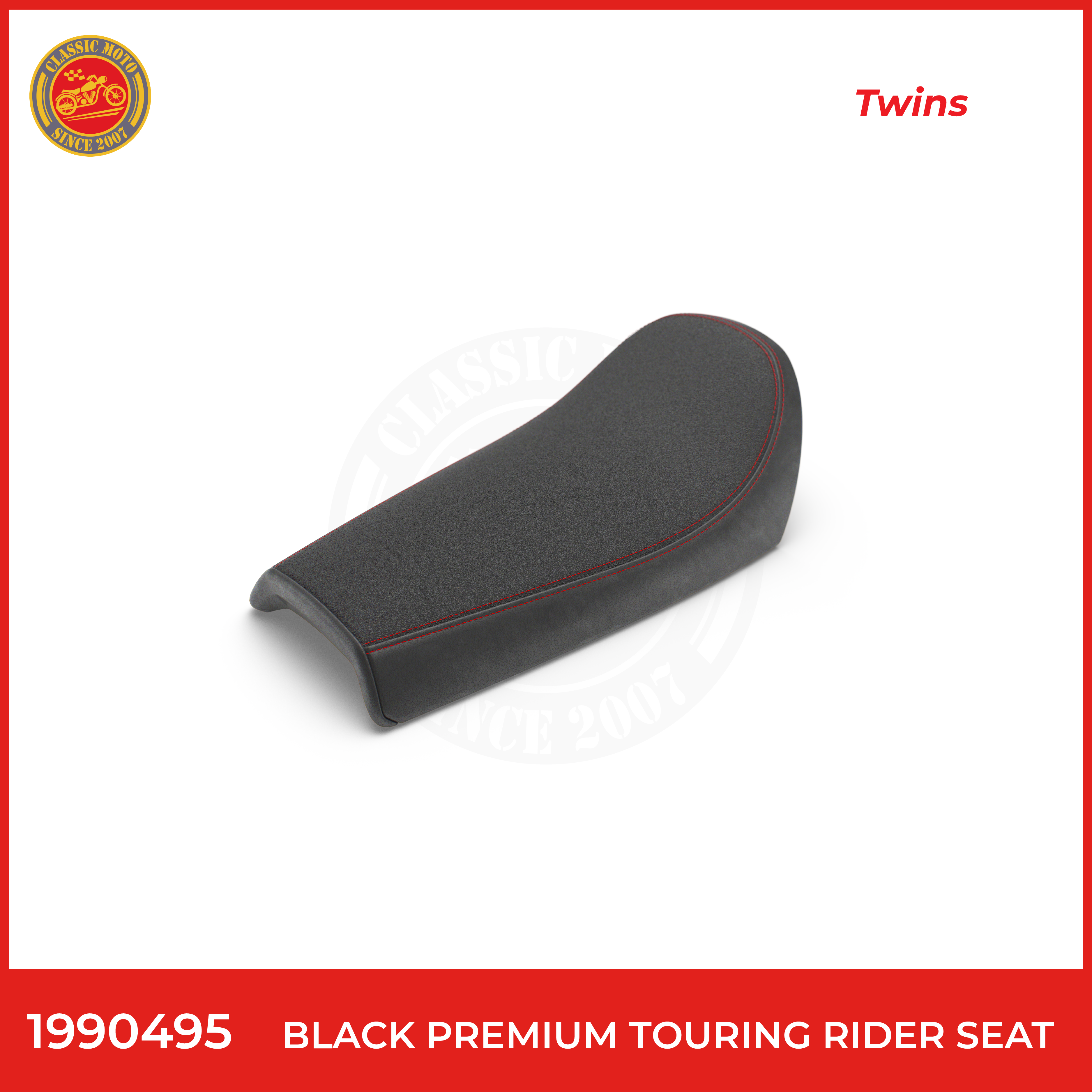 Black premium touring rider seat