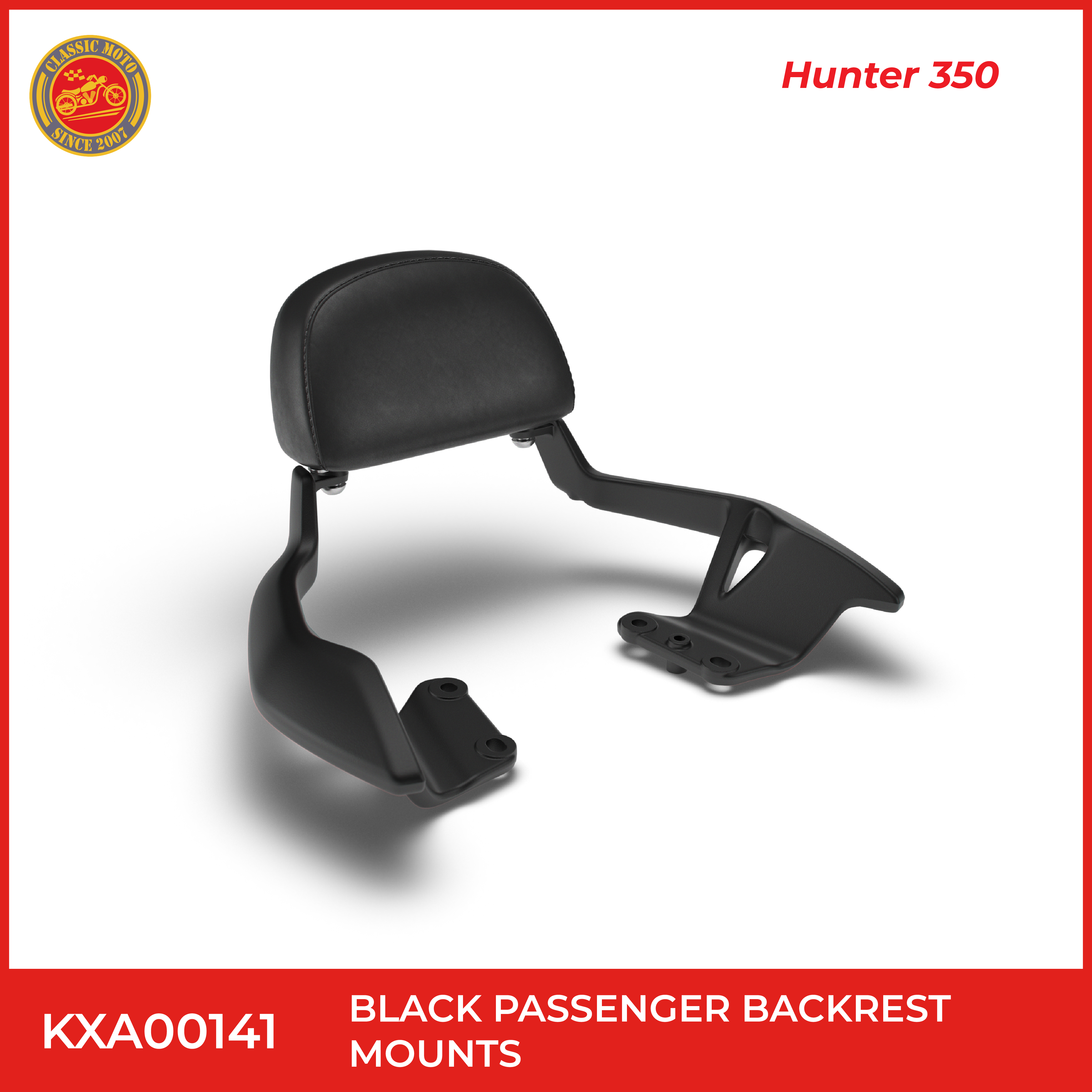 Black passenger backrest mounts