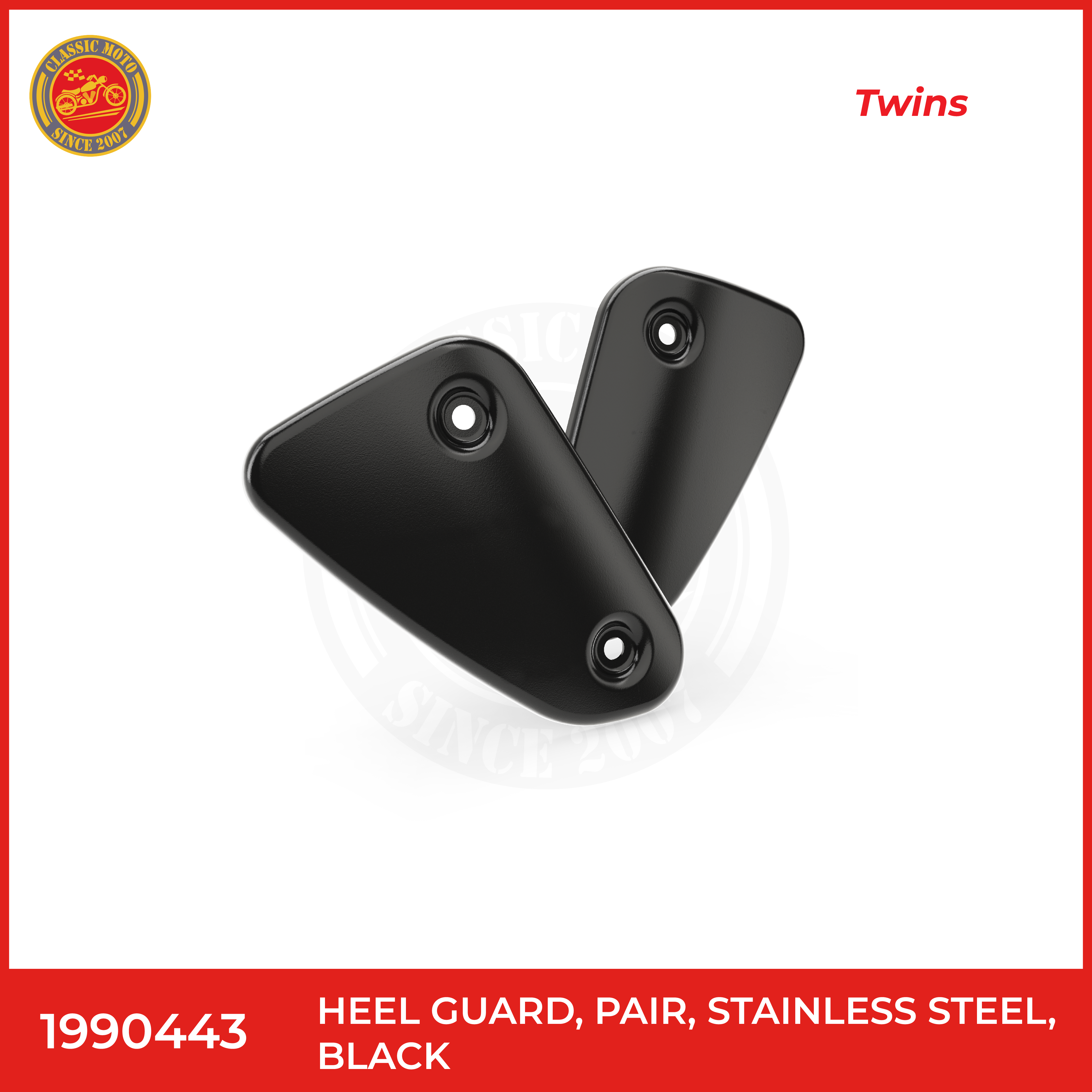 Heel guard,pair,stainless steel,black