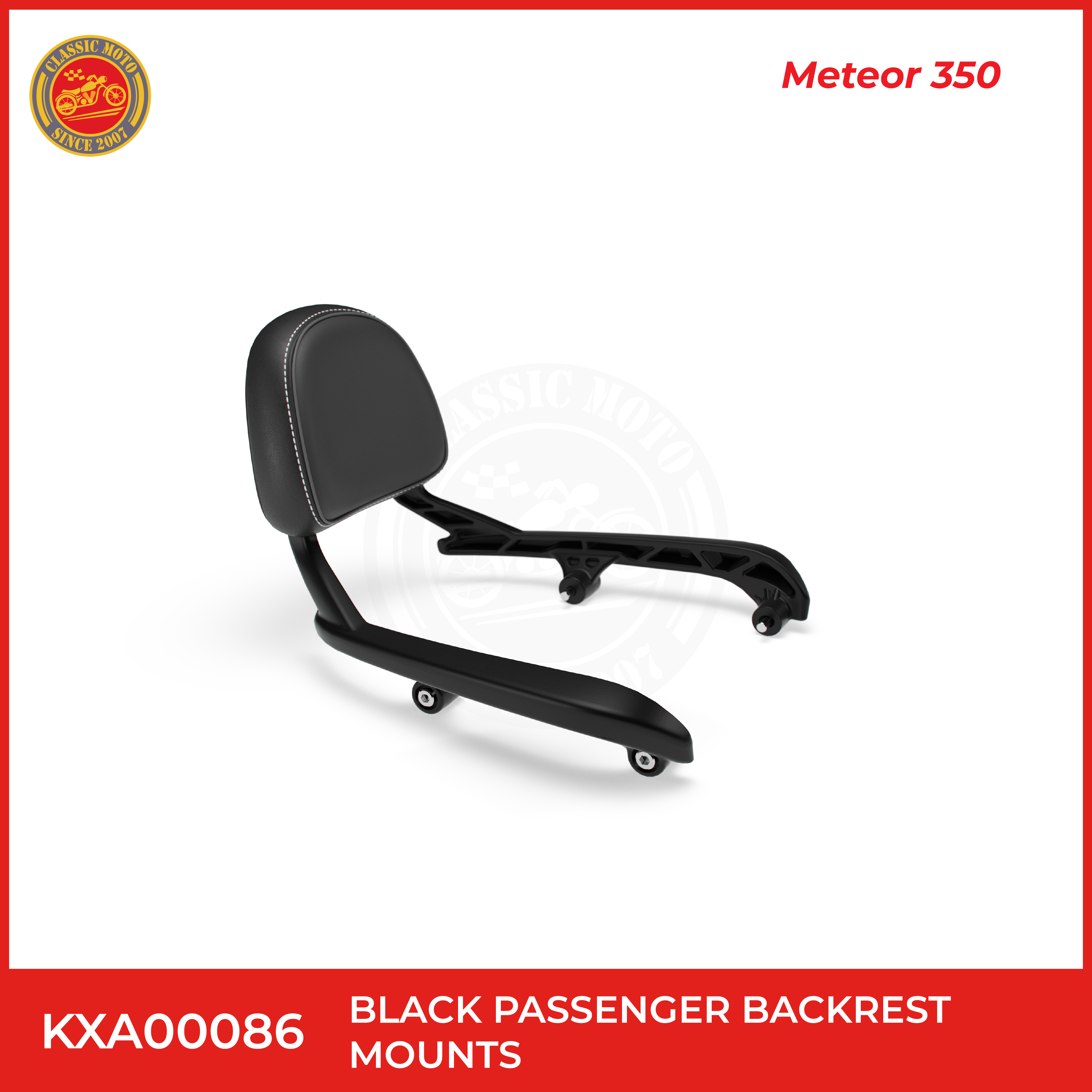 Black passenger backrest mounts